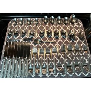 Pfaltzgraff Mirage Frost Flatware Set Silver 45-Piece Stainless